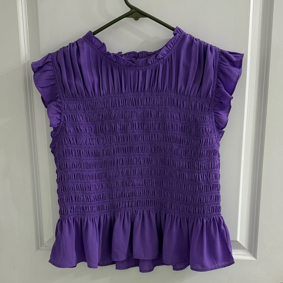 Ann Taylor Tops - Ann Taylor Purple Smocked Ruffle Blouse